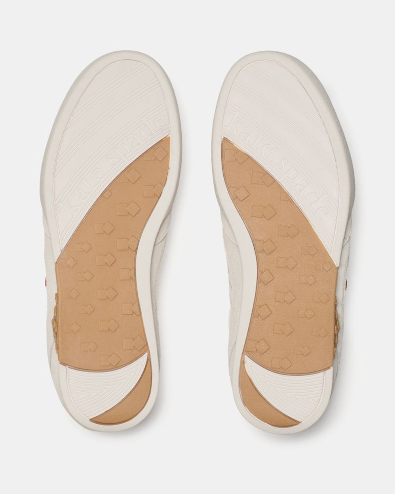Kate Spade,Ks Drift Sneaker,Leather,Activewear,Embroidery, Logo,Lightweight,Casual, Weekend Getaway,Cream, Red