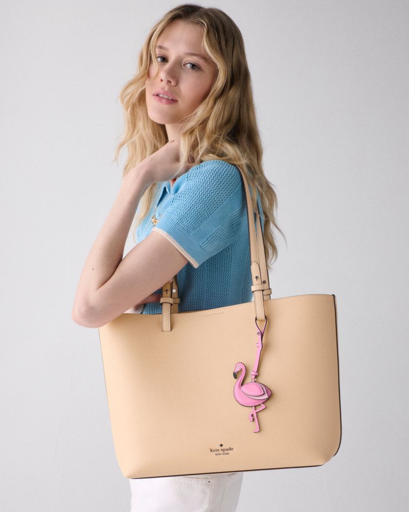 Kate Spade,Tessa Tote Bag With Charm,Beige