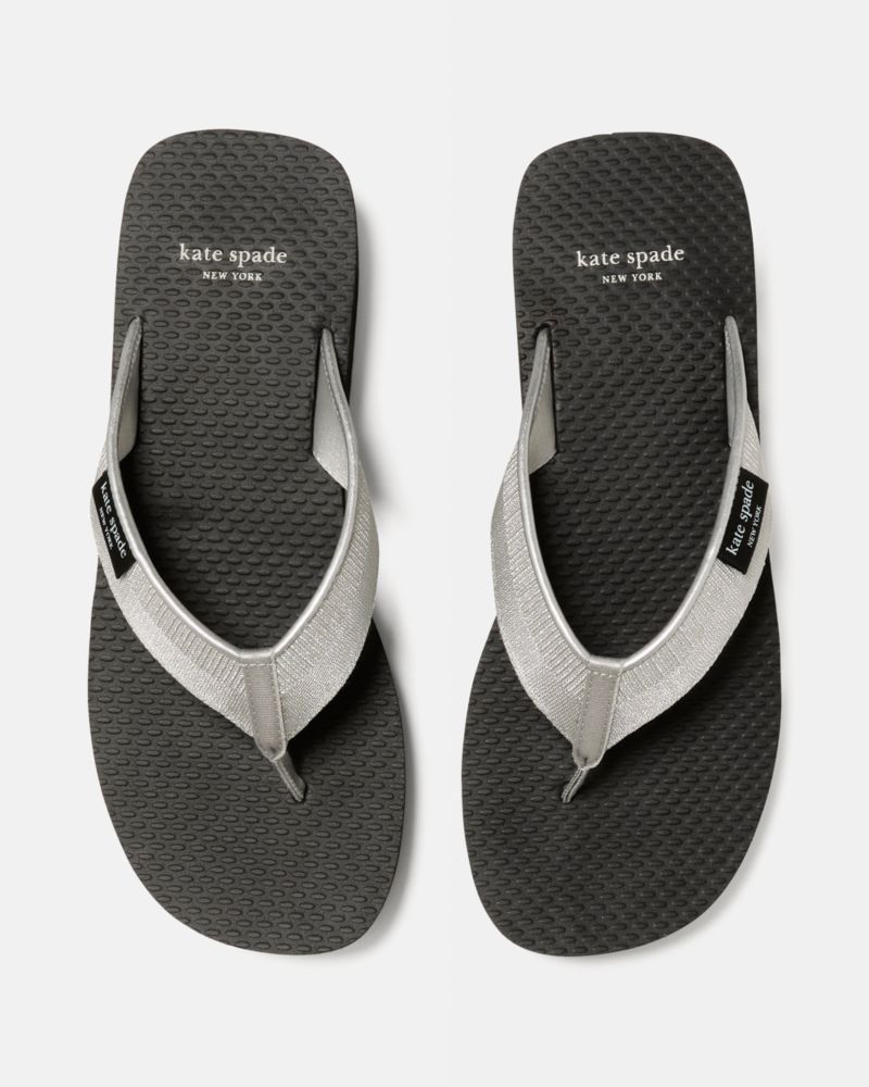 Kate Spade,Sam Icon Platform Flip Flop Sandal,EVA,Rubber,Flip Flops,Fabric,Logo,Lightweight,Casual, Weekend Getaway,Silver