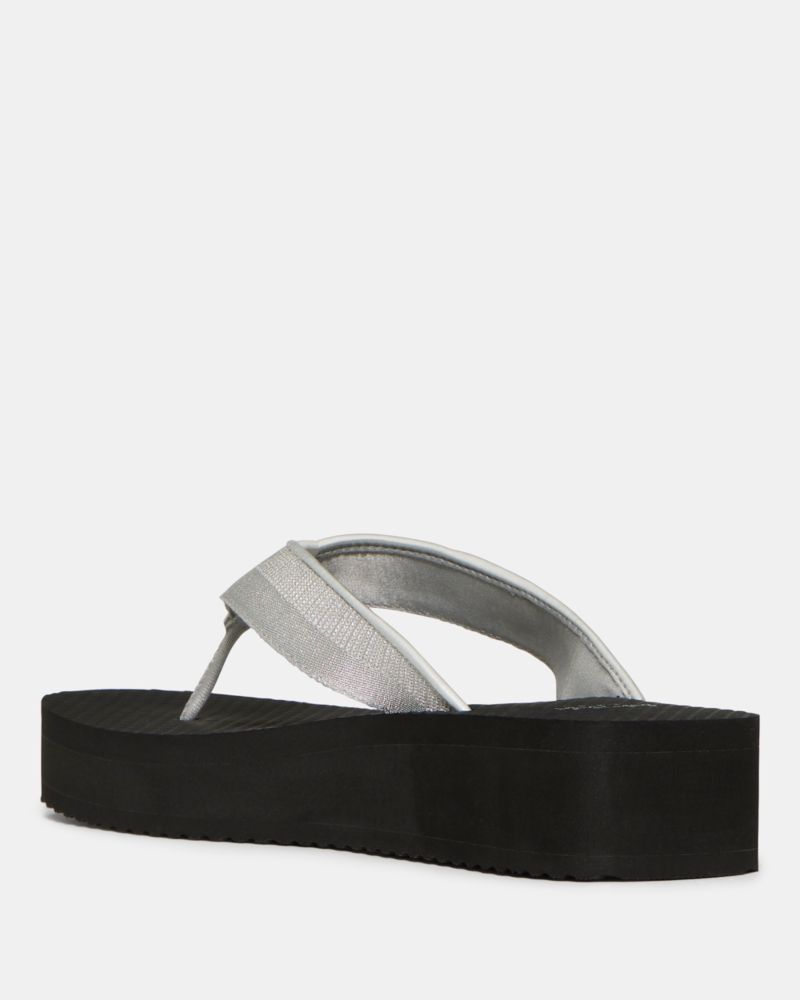 Kate Spade,Sam Icon Platform Flip Flop Sandal,EVA,Rubber,Flip Flops,Fabric,Logo,Lightweight,Casual, Weekend Getaway,Silver