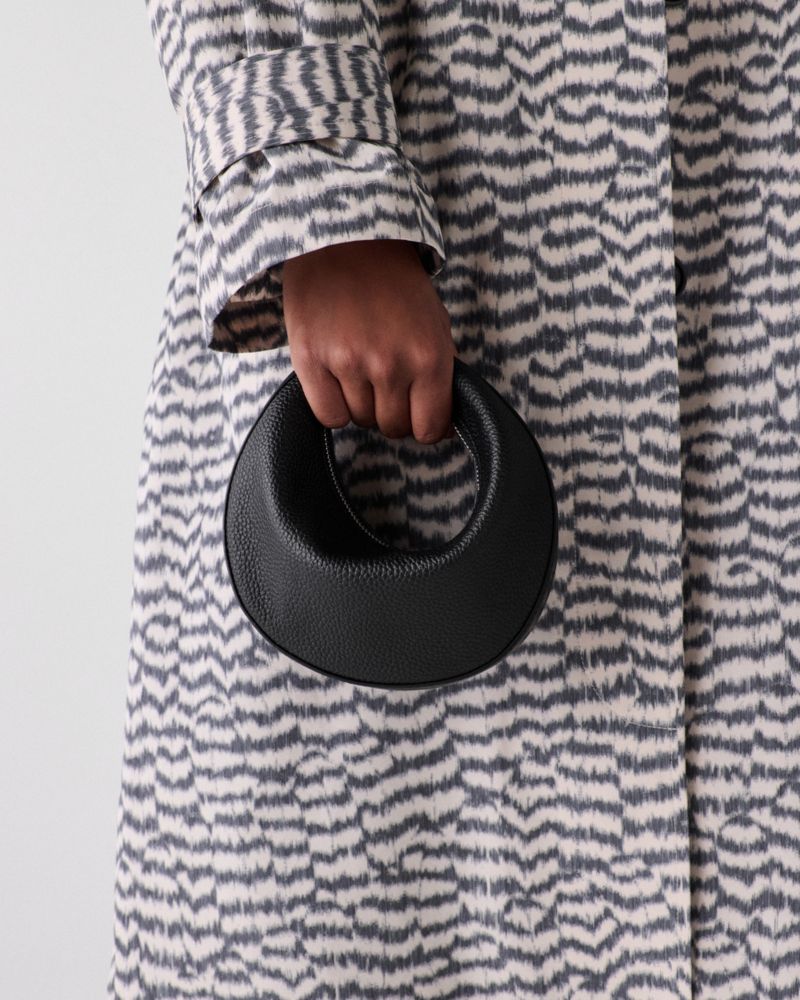 Kate Spade,Duo Mini Shoulder Bag,Leather,Lining Leather,Shoulder Bag,Silver Metal,Day Party,Black