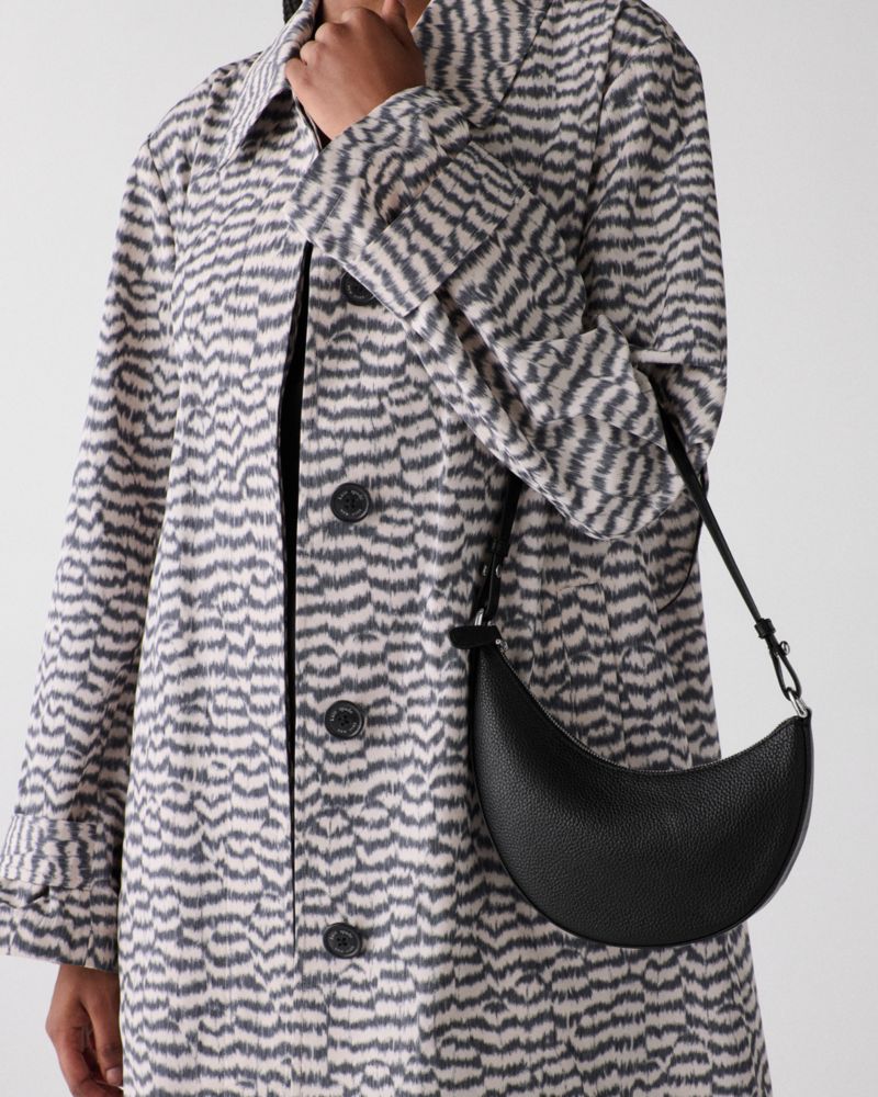 Kate Spade,Duo Mini Shoulder Bag,Leather,Lining Leather,Shoulder Bag,Silver Metal,Day Party,Black