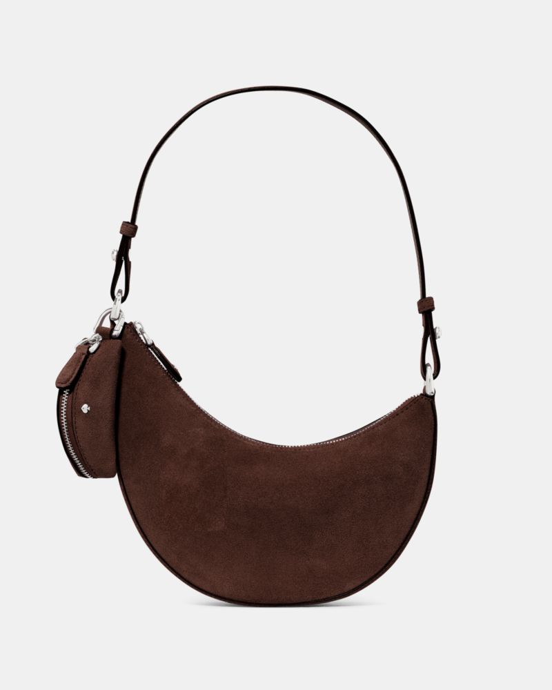Kate Spade,Duo Suede Mini Shoulder Bag,Leather,Suede,Shoulder Bag,Clutch,2 in 1,Silver Metal,Casual,