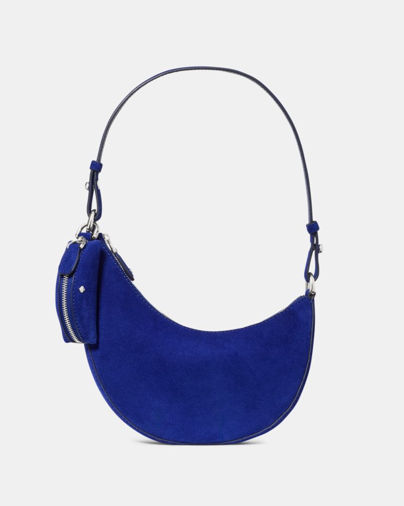 Kate Spade,Duo Suede Mini Shoulder Bag,Suede,Leather,Shoulder Bag,Adjustable,Silver Metal,Casual,