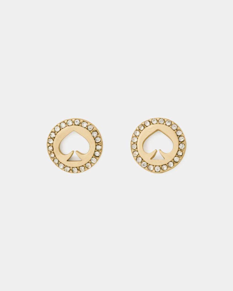 Kate Spade, スポット ザ スペード パヴェ ヘイロー ピアス, ピアス,クリア／ゴールド