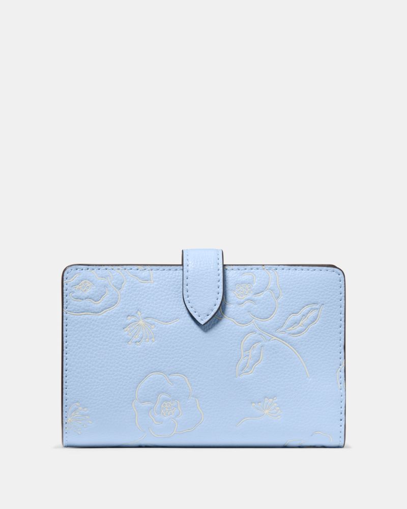 Kate Spade,Floral Medium Bifold Wallet,Blue