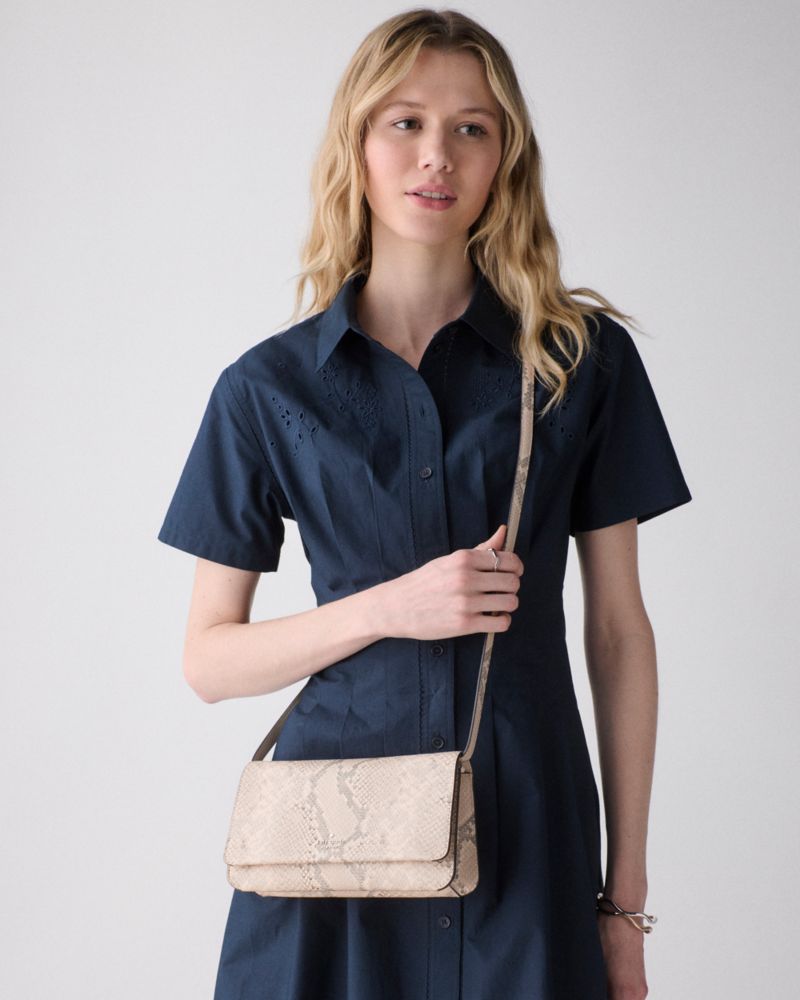 Kate Spade,Ivy Snake Embossed Crossbody Bag,