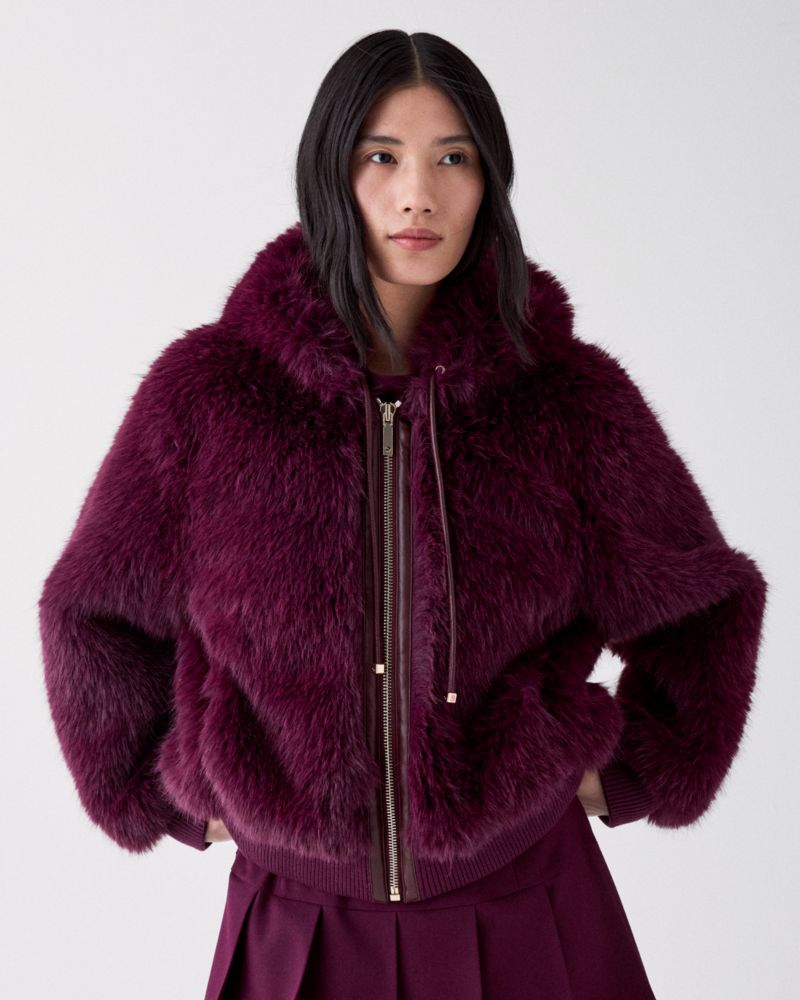 Faux Fur Hooded Blouson Jacket | Kate Spade New York