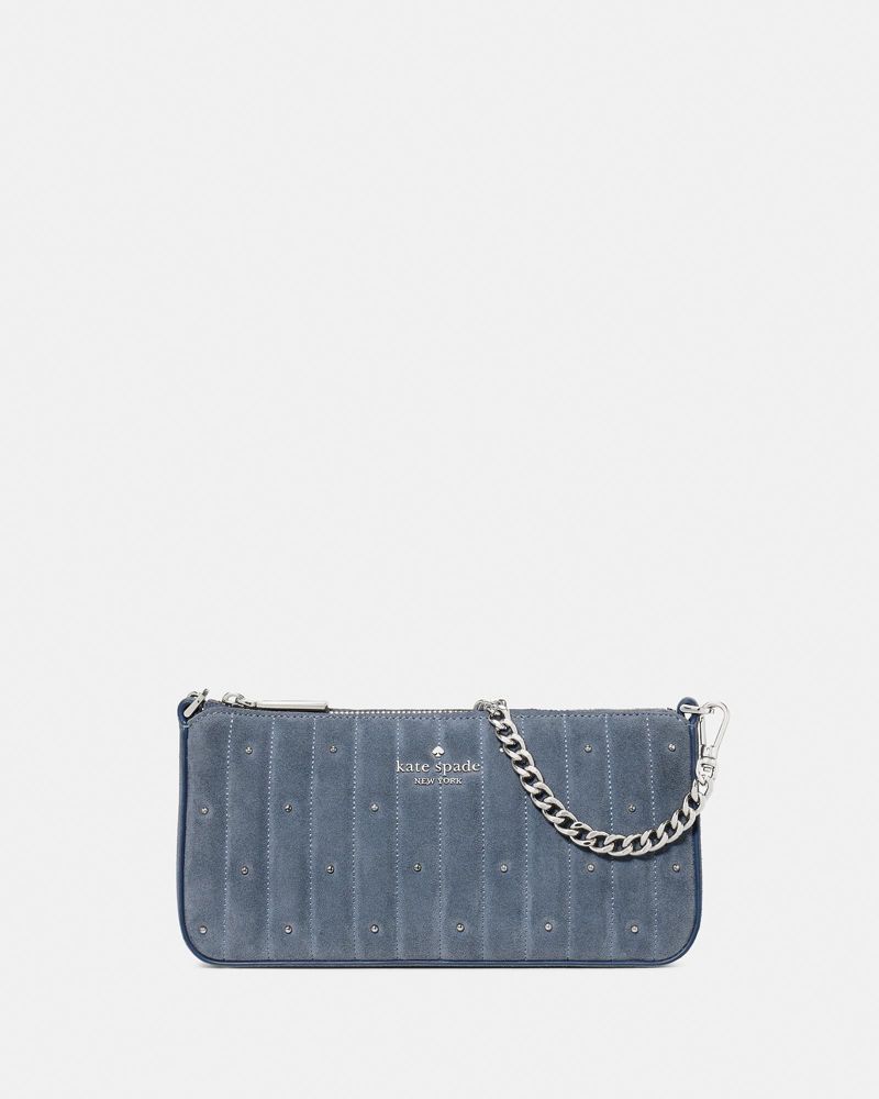 Kate Spade, ジェミニ キルテッド スエード ポシェット, ショルダー・クロスボディ,シンダーグレー