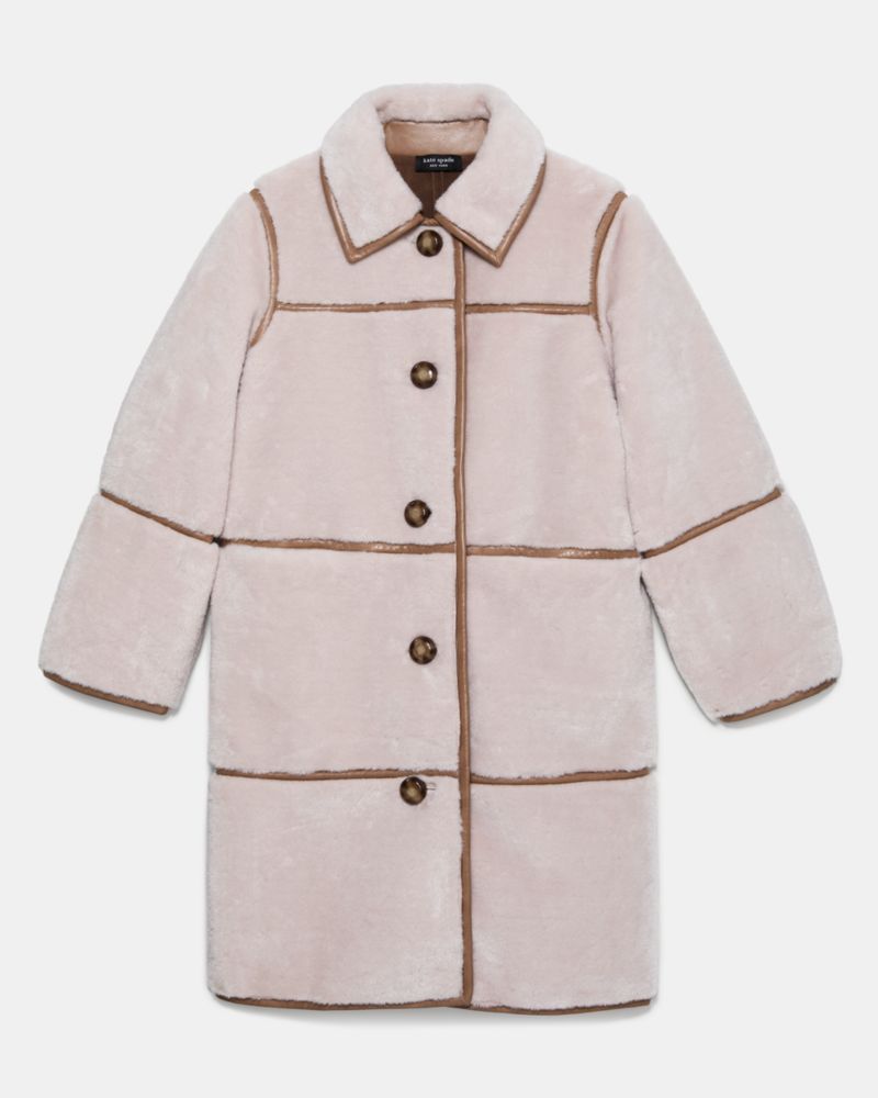 Kate Spade, フォー シアリング バレル コート,クリーム／ヒッコリーナッツ