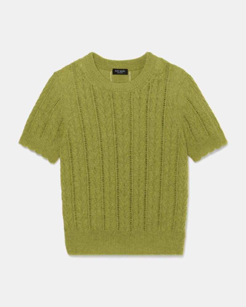 Kate Spade,Pointelle Short Sleeve Sweater,