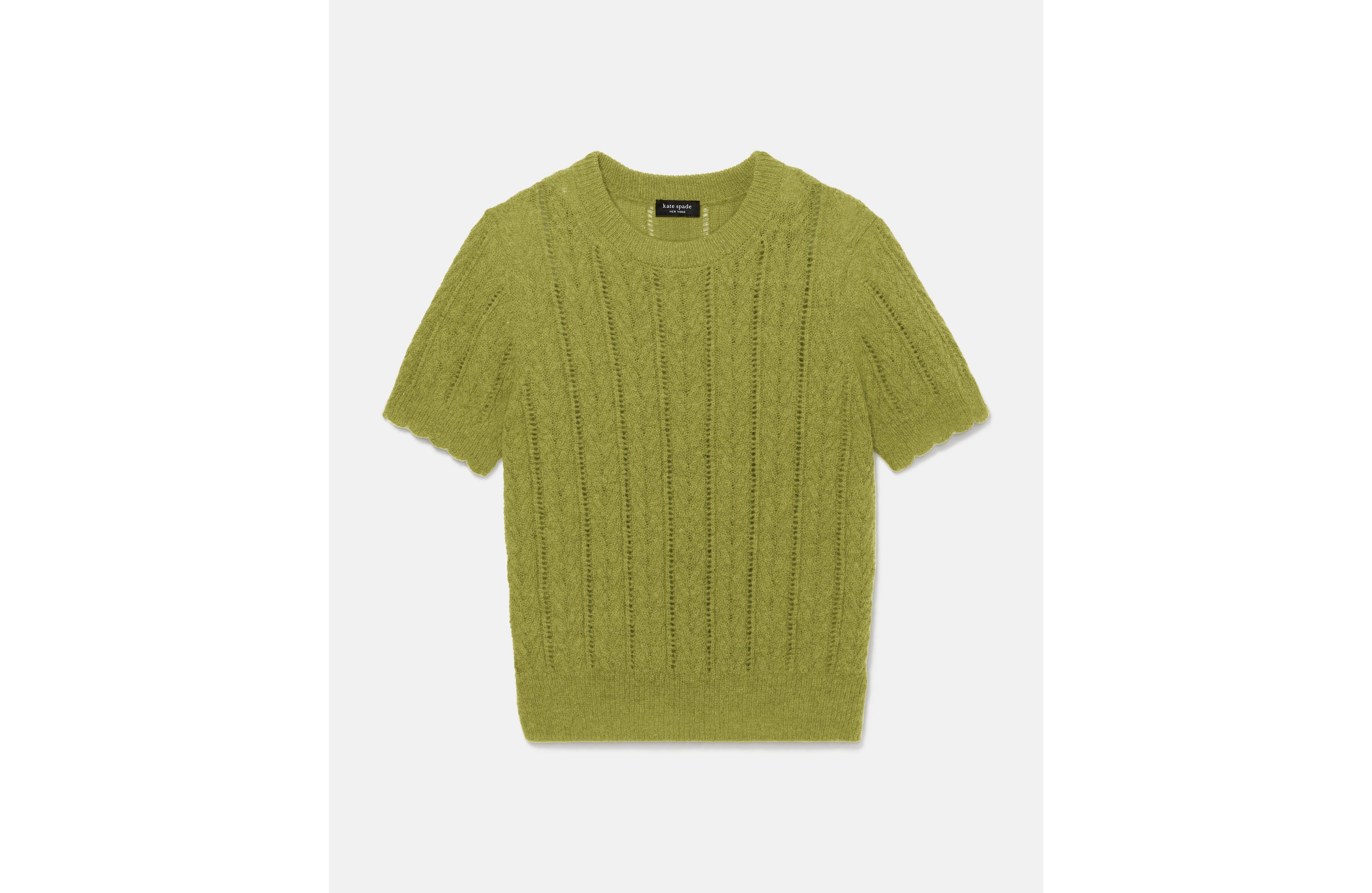 Pointelle Short Sleeve Sweater