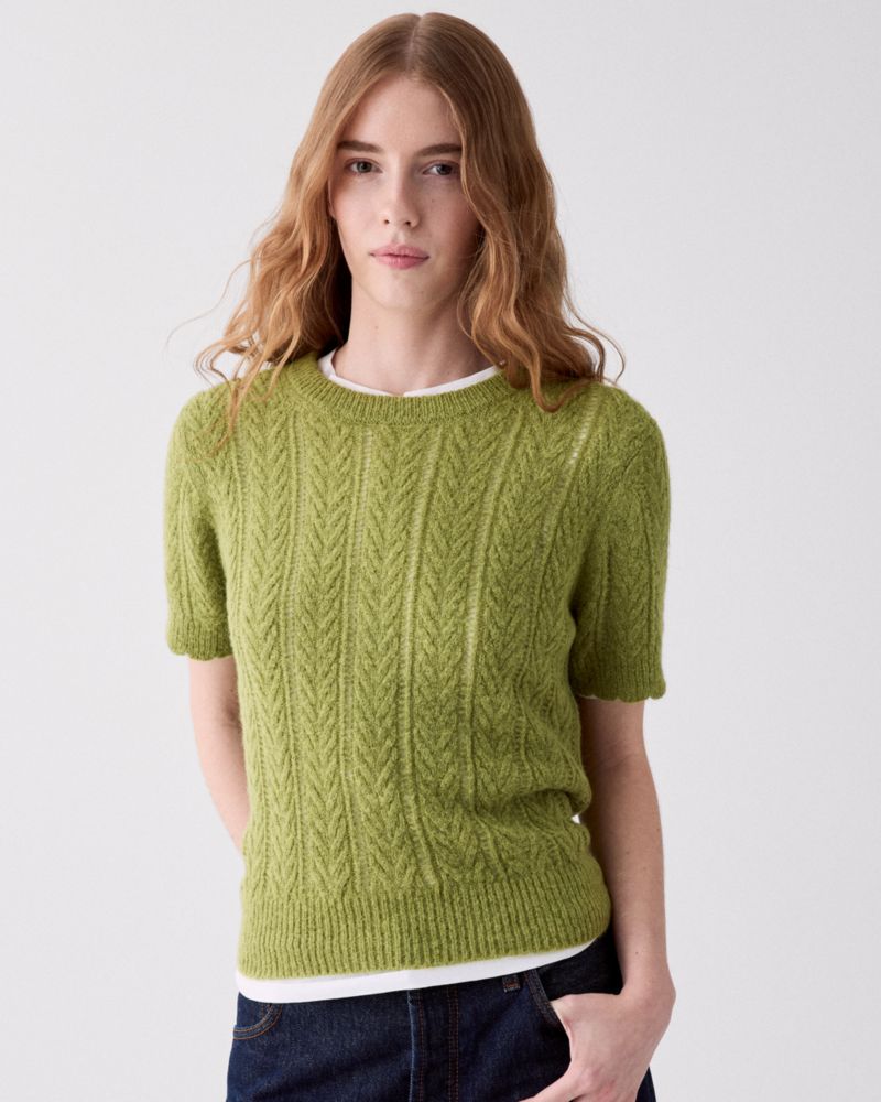 Pointelle Short Sleeve Sweater