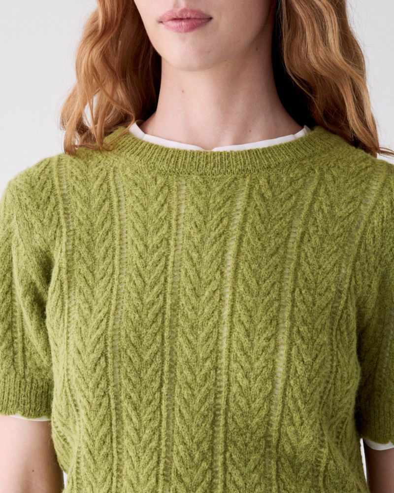 Pointelle Short Sleeve Sweater