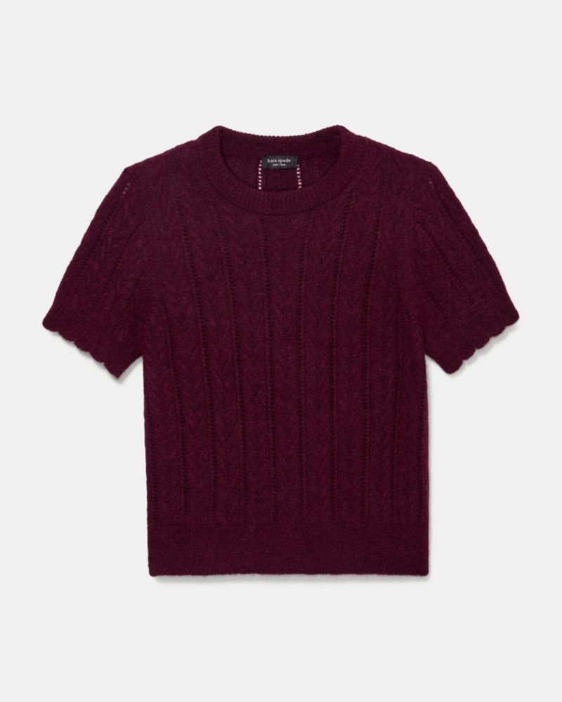 Kate Spade,Pointelle Short Sleeve Sweater,