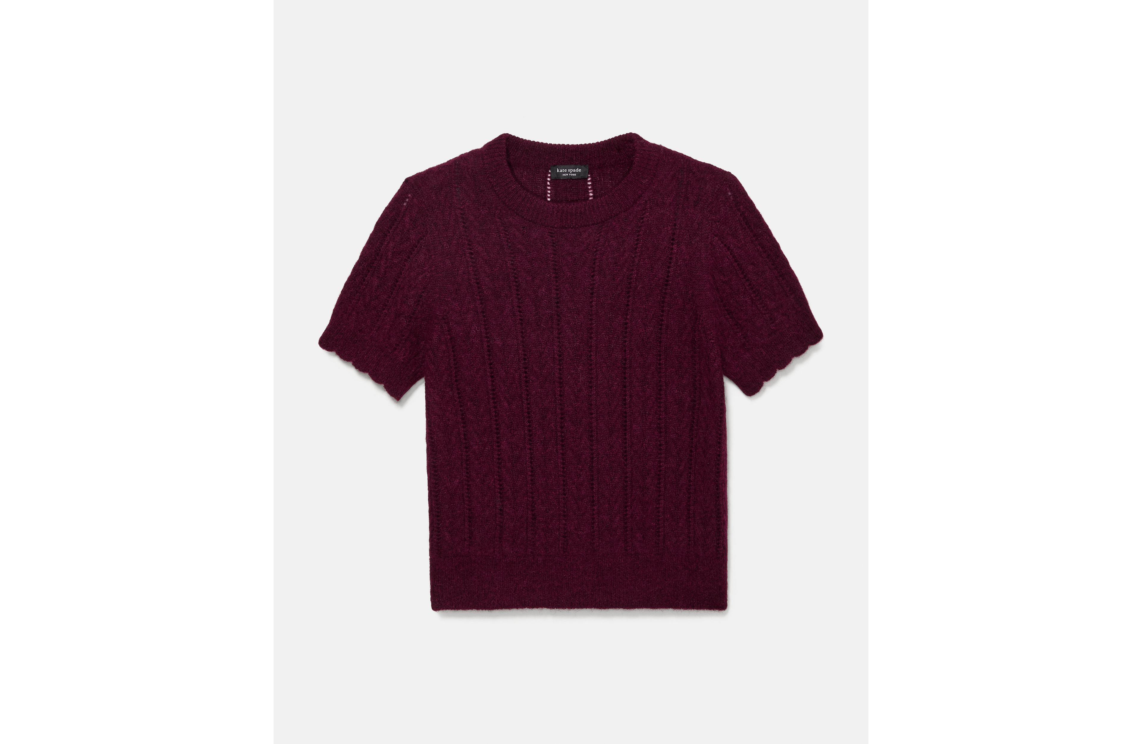 Pointelle Short Sleeve Sweater