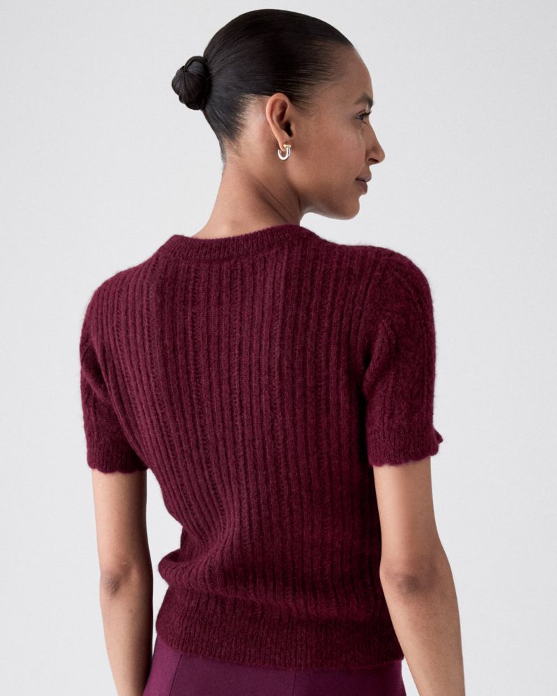 Pointelle Short Sleeve Sweater