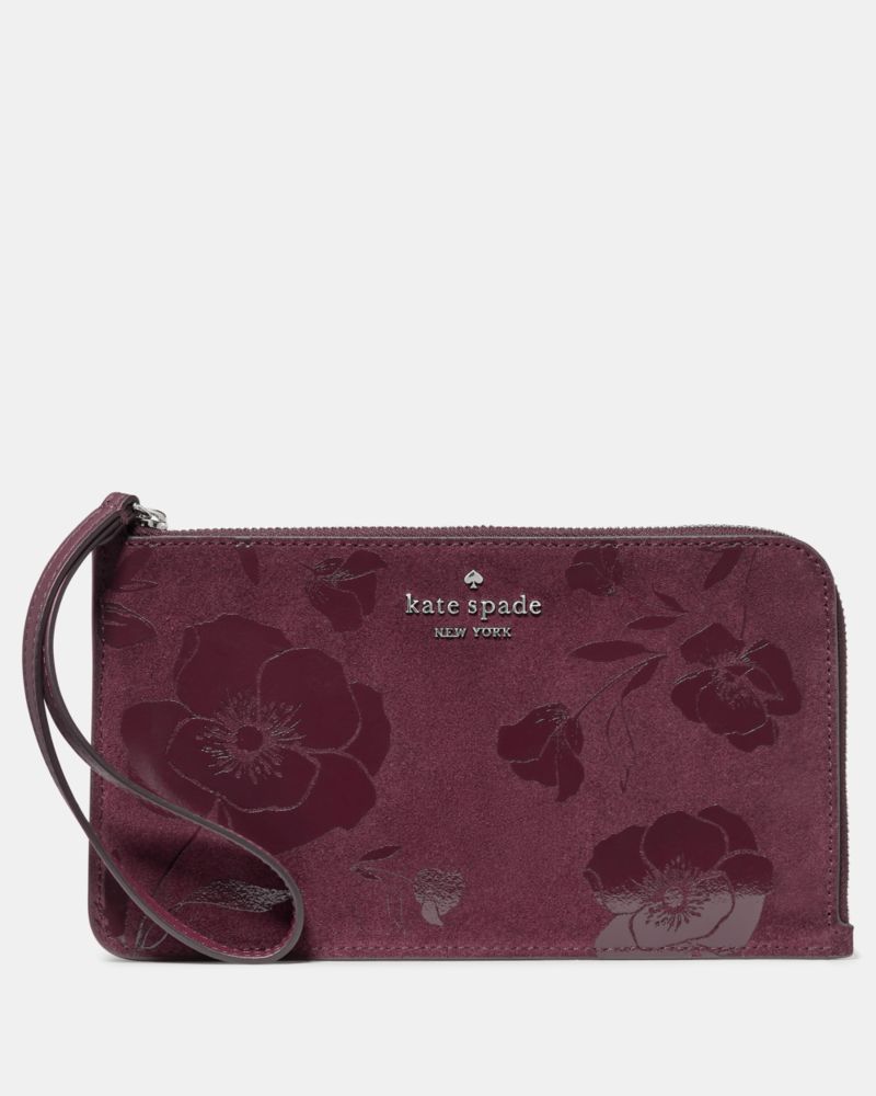 Kate Spade,Lucy Floral Suede Medium Wristlet,