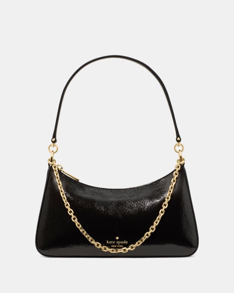 Kate Spade Margot Shiny Leather Shoulder Bag in black