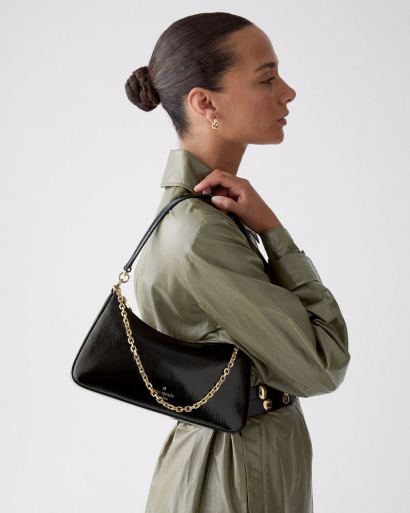 Margot Shiny Leather Shoulder Bag - thumbnail 10