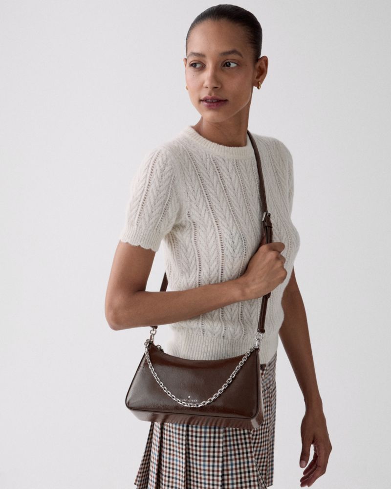 Margot Shiny Leather Shoulder Bag - thumbnail 3