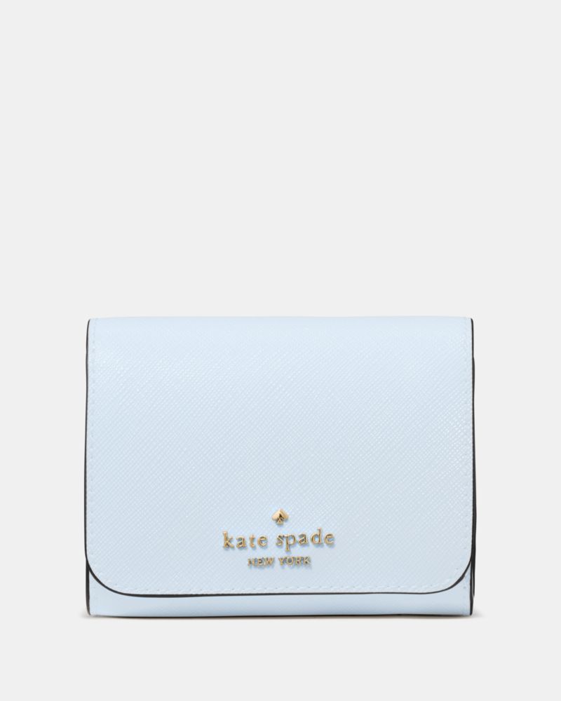 Kate Spade,Textured Patent Small L-Zip Wallet,Metal Material,PVC,Logo,Metal,Gold Metal,Casual,