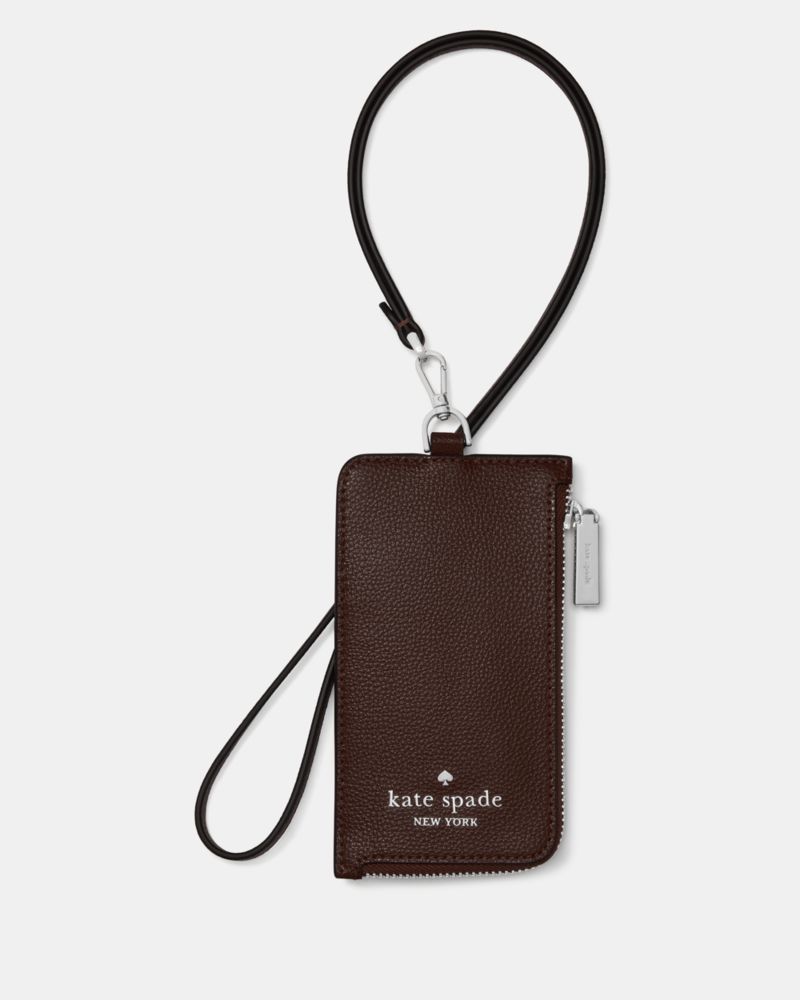 Kate Spade,Card Case Lanyard,Leather,Pouch,Faux Leather,Metal Material,Logo,Gold Metal,Casual,