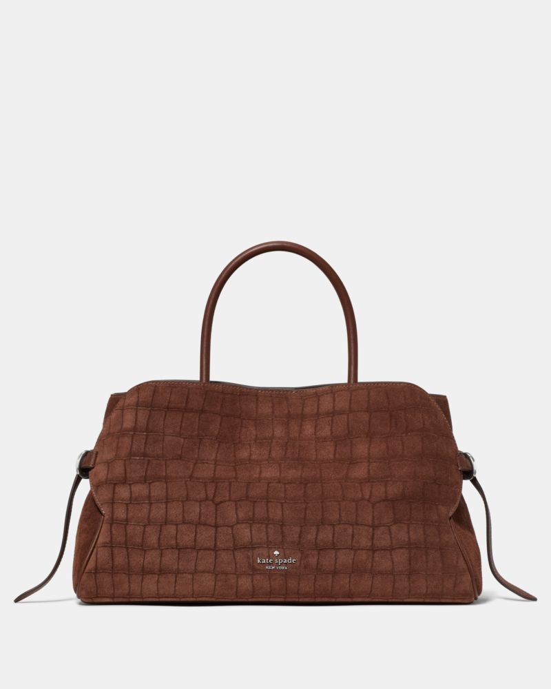 Kate Spade,Harper Suede Croc Satchel Bag,