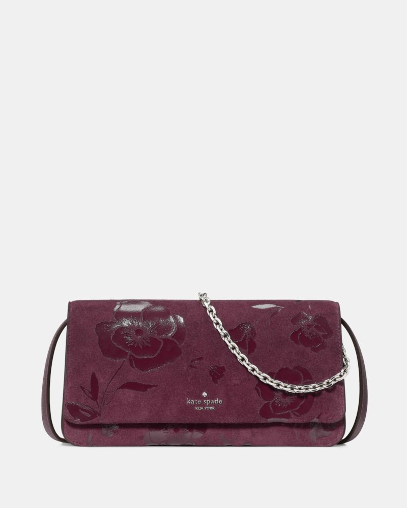 Kate Spade,Ivy Floral Suede Crossbody Bag,