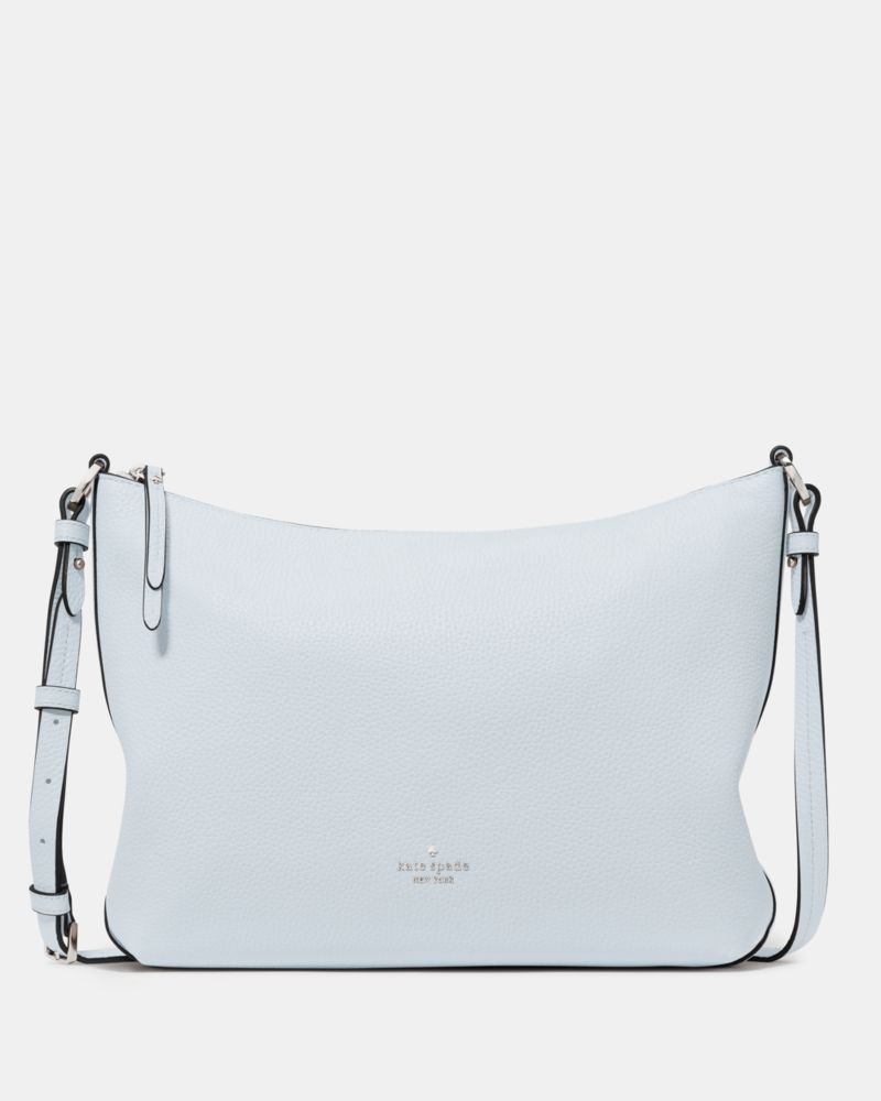 Kate Spade,Lenox Large Crossbody Bag,Leather,Crossbody,Logo,Metal,Adjustable,Silver Metal,Casual,