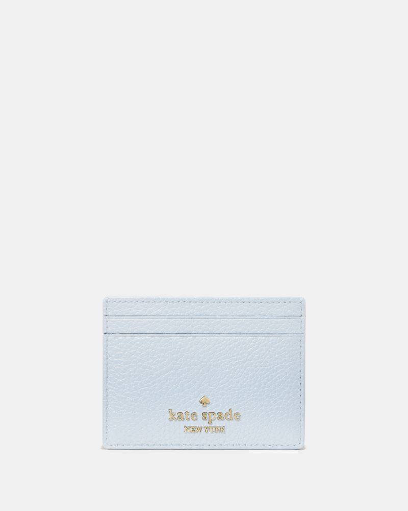 Kate Spade,Small Slim Card Holder,Leather,Card Case,Logo,Metal,Silver Metal,Casual,Father's Day,
