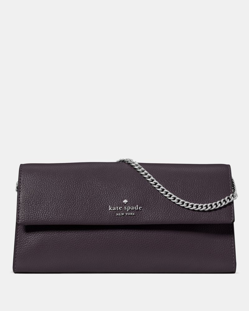 Kate Spade,Scarlett Wallet on Chain,Leather,Crossbody,Logo,Gold Metal,Formal,
