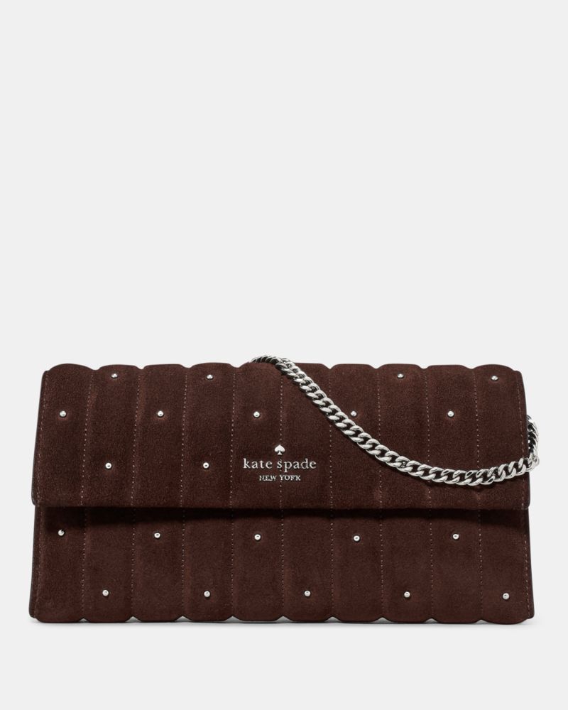 Kate Spade,Scarlett Quilted Suede Wallet On Chain,