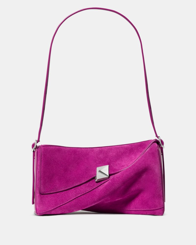 Kate Spade,Deco Suede Twisted Flap Shoulder Bag,