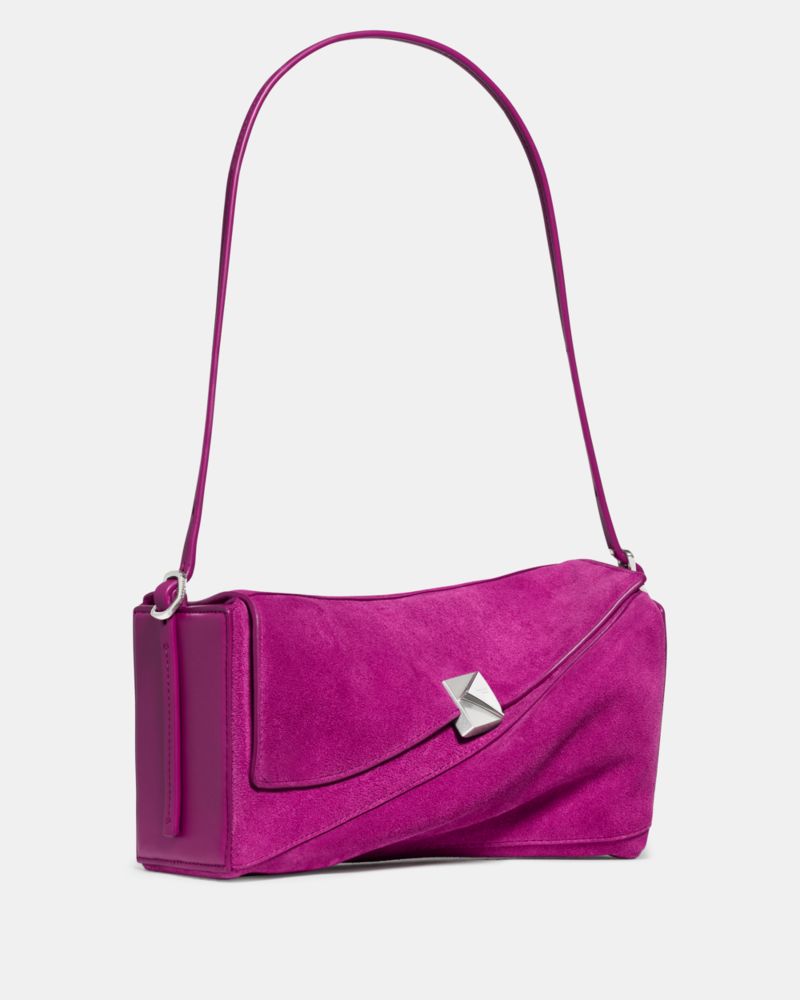 Deco Suede Twisted Flap Shoulder Bag - thumbnail 3