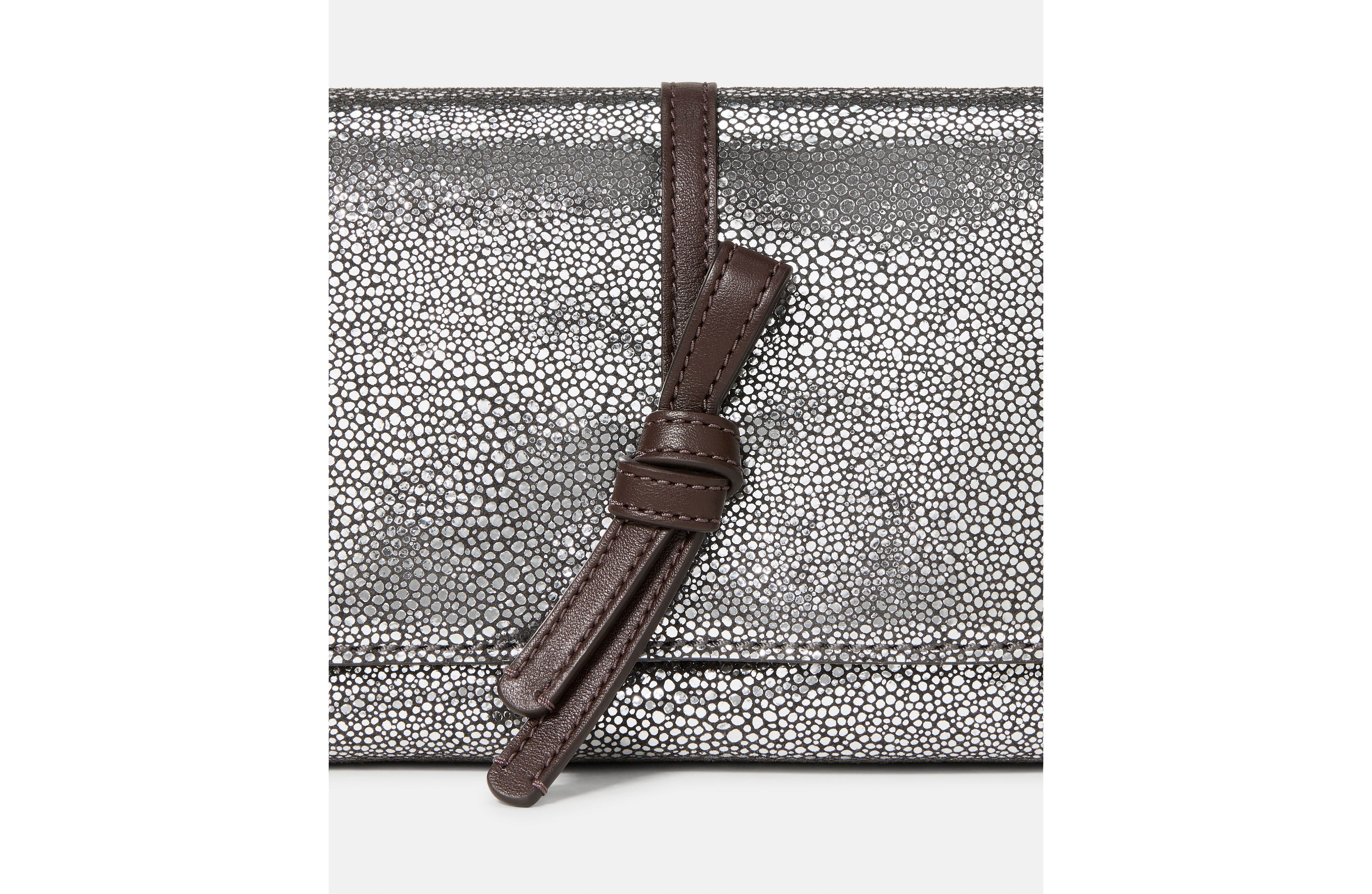Loop Metallic Dot Suede Small Flap Shoulder Bag