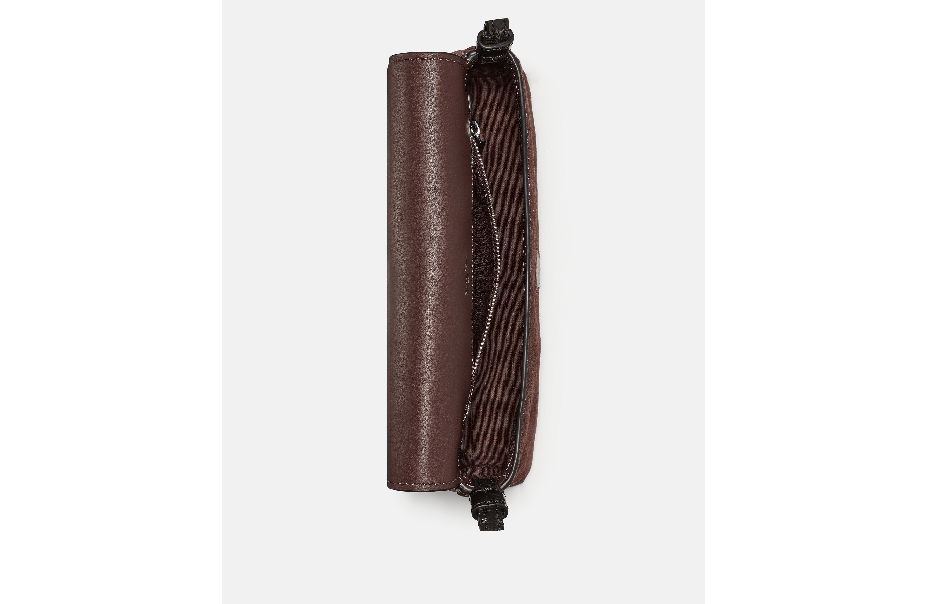 Loop Suede And Shiny Leather Small Flap Shoulder Bag