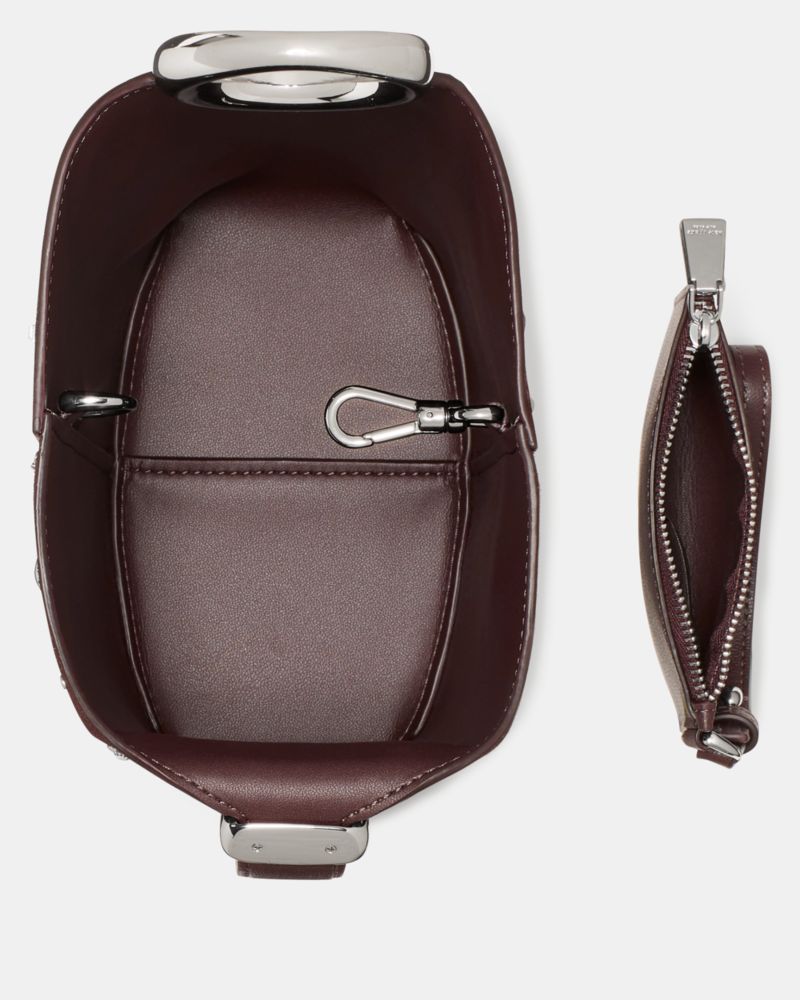 Halo Embellished Suede Mini Bucket Bag