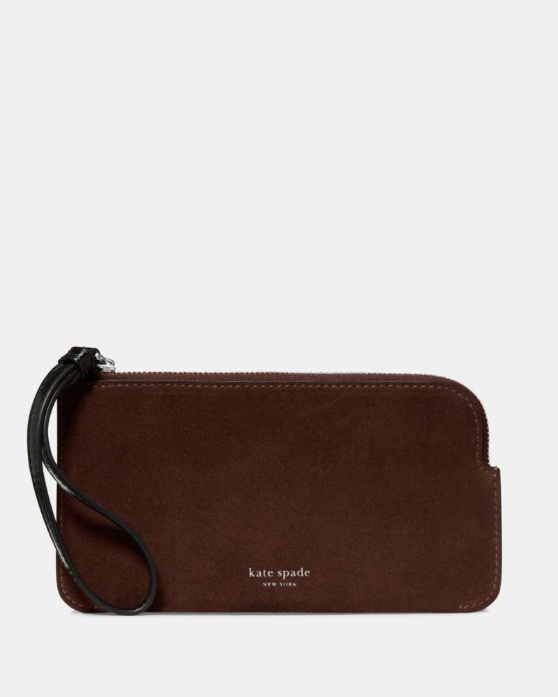 Kate Spade,Zippy Suede And Shiny Leather Wristlet,