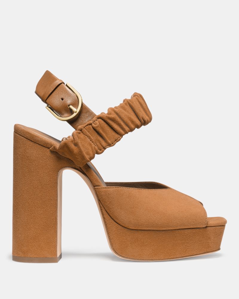 Kate Spade,Sylvie Platform Sandal,Suede,Leather,Sandals,Ruched,Party,Prom,