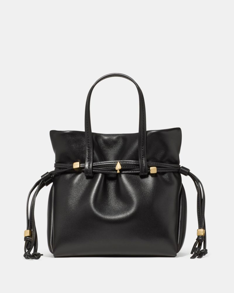 Kate Spade,Rio Mini Leather Tote Bag,Leather,Tote,Crossbody,Embossed,Adjustable,Silver Metal,Casual,