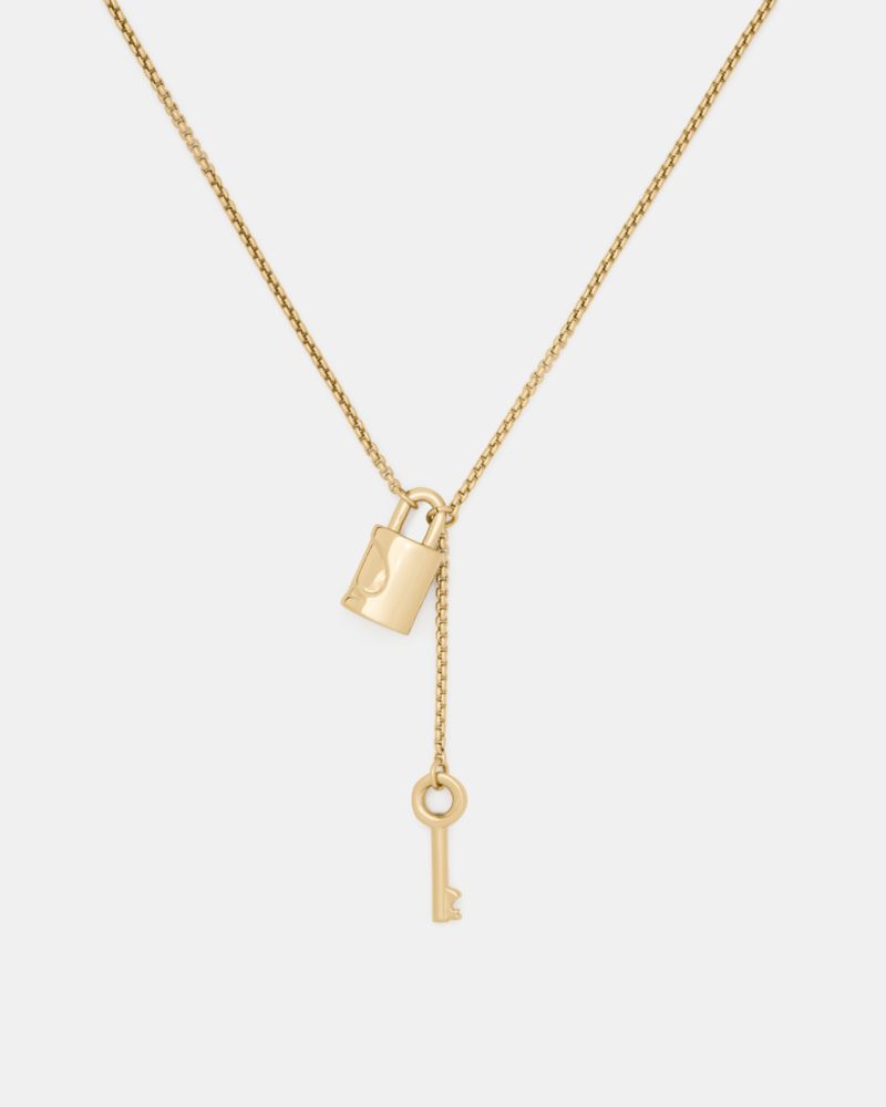 Kate Spade, スペード ロック パドロック アンド キー ペンダント, ネックレス,ゴールド
