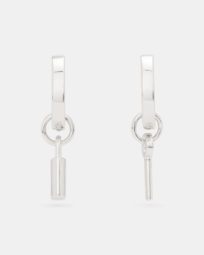 Kate Spade,Spade Lock Asymmetrical Drop Huggies,