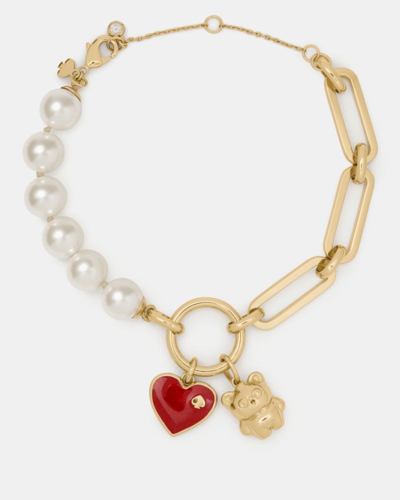Kate Spade, ビッツ アンド ボーブルズ チャーム ブレスレット,クリーム／ミクスドメタル