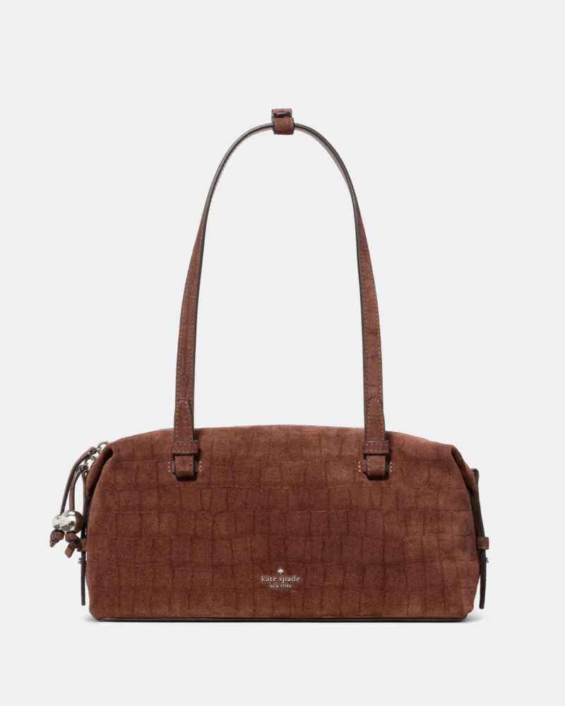 Billie Suede Croc Shoulder Bag, Brown, ProductTile
