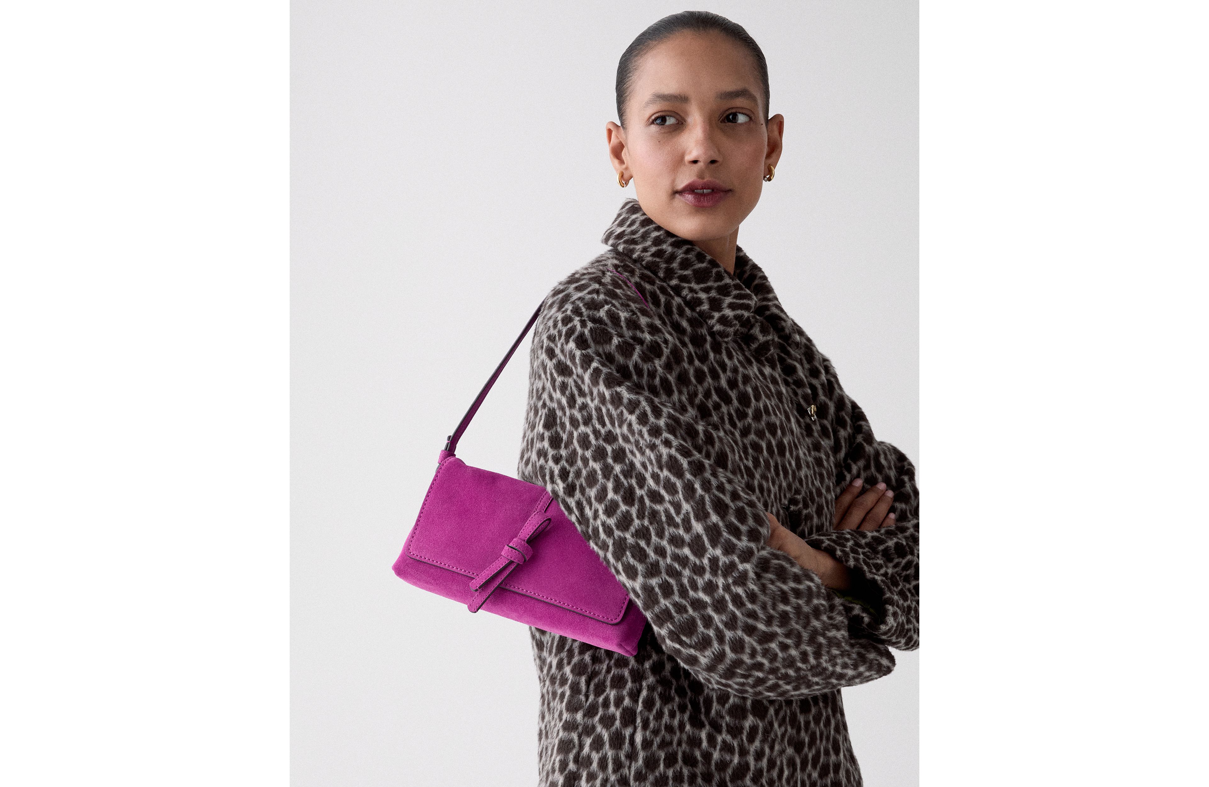 Loop Suede Small Flap Shoulder Bag