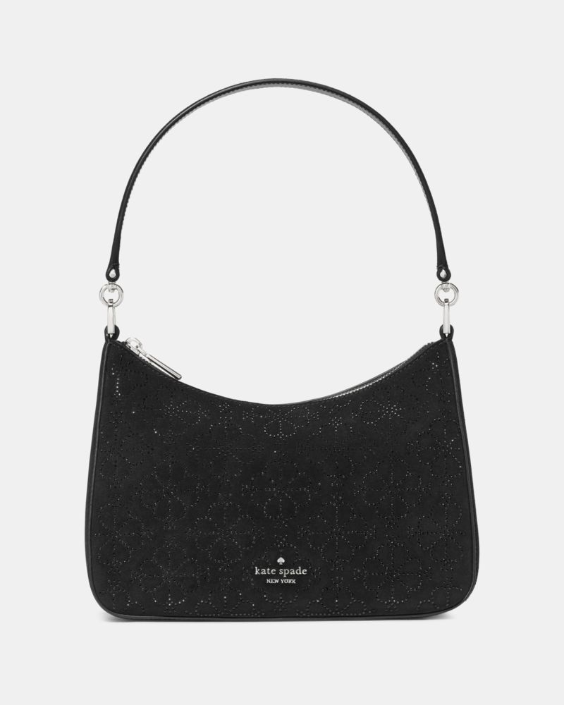 Kate Spade,Margot Spade Flower Crystal Suede Medium Shoulder Bag,