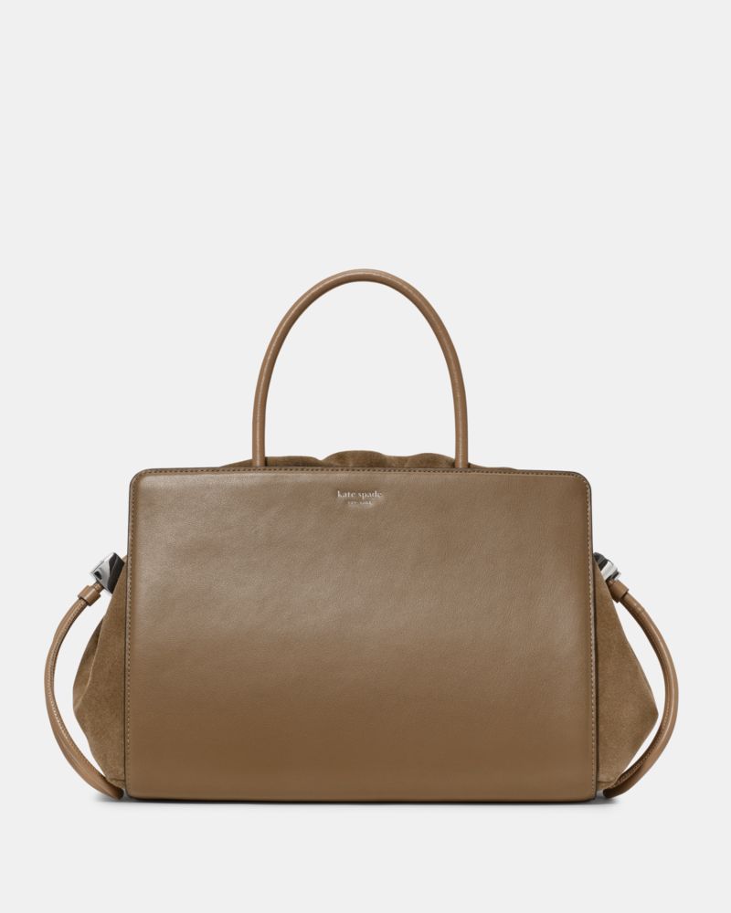 Kate Spade,Helene Fine Grain Leather  And Suede Satchel,