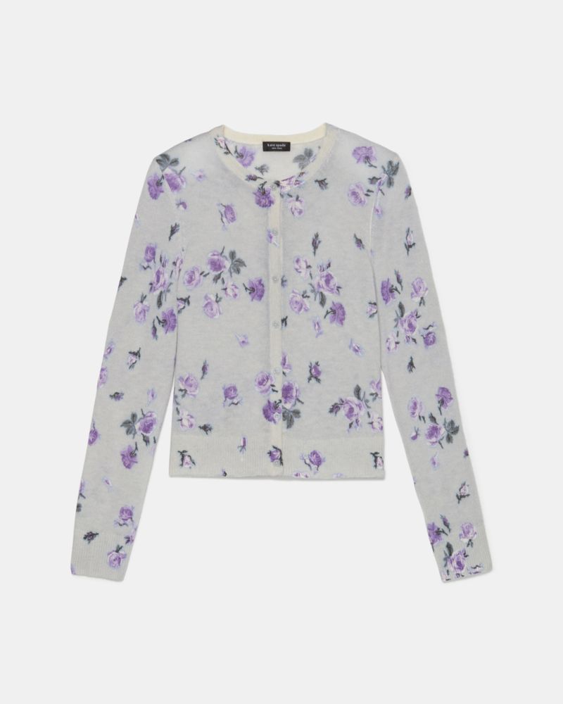 Kate Spade,Falling Bouquet Crew Neck Cardigan,