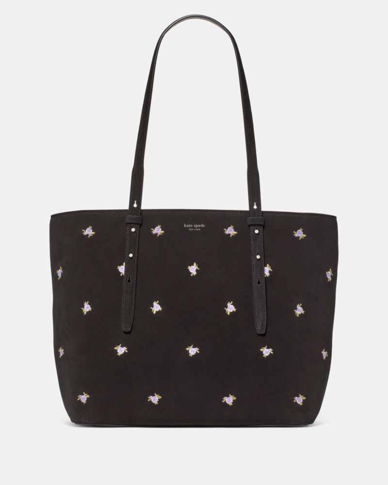Kate Spade,Do It All Rose Dot Embroidered Suede Zip Tote Bag,